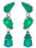 30.38CT DIAMOND & AAA EMERALD 18K WHITE GOLD ROUND & PEAR SHAPE CLIP ON EARRINGS