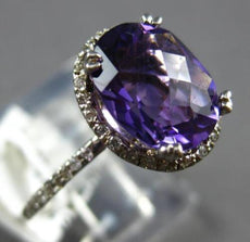 2.81CT DIAMOND & AAA AMETHYST 14KT WHITE GOLD OVAL & ROUND HALO ENGAGEMENT RING
