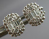.27CT DIAMOND 14KT WHITE GOLD 3D ROUND & BAGUETTE CLUSTER FILIGREE STUD EARRINGS