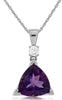 ESTATE 2.10CT DIAMOND & AAA AMETHYST 14K WHITE GOLD TRILLION CUT & ROUND PENDANT