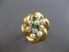 ANTIQUE LARGE .14CT AAA EMERALD & SOUTH SEA PEARL 14KT YELLOW GOLD RING #28100