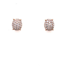 ESTATE .70CT DIAMOND 18KT YELLOW GOLD CLASSIC ROUND PAVE CIRCULAR STUD EARRINGS