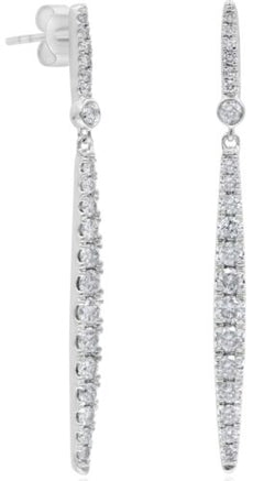 ESTATE .79CT DIAMOND 14KT WHITE GOLD CLASSIC GRADUATING BAR FUN HANGING EARRINGS