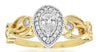 .40CT DIAMOND 14KT YELLOW GOLD ROUND & PEAR SHAPE HALO FILIGREE ENGAGEMENT RING