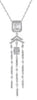 LARGE .96CT DIAMOND 14KT WHITE GOLD ROUND & BAGUETTE CHANDELIER FLOATING PENDANT