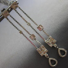 1.32CT DIAMOND 14K WHITE GOLD ROUND & BAGUETTE MULTI SQUARE FUN HANGING EARRINGS