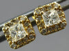 .50CT DIAMOND 14K YELLOW GOLD CLASSIC PRINCESS & ROUND SQUARE HALO STUD EARRINGS