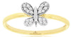 ESTATE .08CT DIAMOND 14KT WHITE & YELLOW GOLD 3D CLASSIC BUTTERFLY LOVE RING