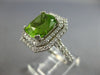LARGE 5.46CT DIAMOND & AAA PERIDOT 14KT WHITE GOLD DOUBLE HALO ENGAGEMENT RING