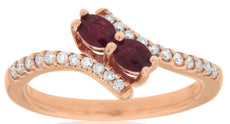 .60CT DIAMOND & AAA RUBY 14KT ROSE GOLD OVAL & ROUND CRISS CROSS LOVE RING