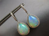 LARGE 10.16CT DIAMOND & AAA AUSTRALIAN OPAL 14KT WHITE GOLD PEAR SHAPE EARRINGS