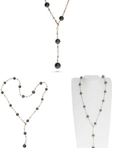 AAA SOUTH SEA & TAHITIAN PEARL 18KT ROSE & WHITE GOLD BY THE YARD LOVE NECKLACE