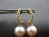 LARGE .48CT DIAMOND & AAA PINK SOUTH SEA PEARL 18KT ROSE GOLD HANGING EARRINGS