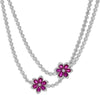 16.59CT DIAMOND & AAA RUBY 18K WHITE GOLD 3D DOUBLE FLOWER LOVE TENNIS NECKLACE