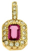 1.37CT DIAMOND & AAA PINK SAPPHIRE 14KT YELLOW GOLD EMERALD CUT FLOATING PENDANT