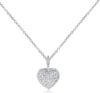 ESTATE SMALL .31CT DIAMOND 14K WHITE GOLD 3D CLASSIC PAVE HEART FLOATING PENDANT