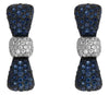 ESTATE 2.19CT DIAMOND & AAA SAPPHIRE 18KT WHITE GOLD 3D ROUND BOW STUD EARRINGS