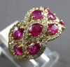 LARGE 3.19CT DIAMOND & AAA RUBY 14KT YELLOW GOLD 3D OVAL & ROUND MULTI ROW RING