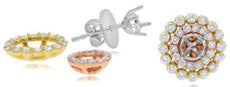 1.06CT DIAMOND 14KT YELLOW & ROSE GOLD 3D DOUBLE HALO FLORAL SEMI MOUNT EARRINGS