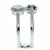 LARGE .67CT DIAMOND 18K WHITE GOLD ROUND & BAGUETTE CLUSTER OVAL DOUBLE FUN RING