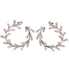 1.43CT DIAMOND 18K WHITE GOLD MULTI LEAF CIRCULAR SIDEWAYS HOOP HANGING EARRINGS