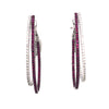 2.36CT DIAMOND & AAA RUBY 18KT WHITE GOLD INSIDE OUT OVAL HOOP HANGING EARRINGS