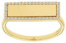 ESTATE .16CT DIAMOND 14K YELLOW GOLD CLASSIC ROUND RECTANGULAR BAR HALO FUN RING