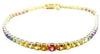 LARGE 6.75CT AAA MULTI COLOR SAPPHIRE 18KT YELLOW GOLD 3D ROUND TENNIS BRACELET