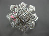 ESTATE LARGE 1.87CT DIAMOND 18K WHITE GOLD ROUND & BAGUETTE STAR FLOWER FUN RING