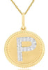 .08CT DIAMOND 14KT YELLOW GOLD 3D CLASSIC P INITIAL CIRCULAR FLOATING PENDANT