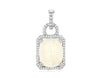 3.04CT DIAMOND & AAA OPAL 14KT WHITE GOLD OVAL & ROUND OCTAGON FLOATING PENDANT