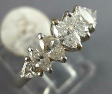 1.0CT DIAMOND 14KT WHITE GOLD 3D MARQUISE & TRILLION GRADUATING ANNIVERSARY RING