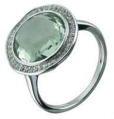 6.99CT DIAMOND & AAA GREEN AMETHYST 14K WHITE GOLD 3D ROUND HALO FLOWER FUN RING