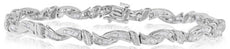 1.0CT DIAMOND 14KT WHITE GOLD BAGUETTE CRISS CROSS LOVE ETERNITY TENNIS BRACELET