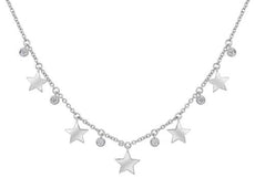 ESTATE .10CT DIAMOND 14KT WHITE GOLD CLASSIC STAR BY THE YARD FUN LOVE NECKLACE