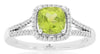 1.3CT DIAMOND & AAA PERIDOT 14KT WHITE GOLD CUSHION & ROUND SQUARE HALO FUN RING
