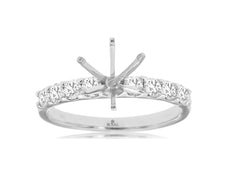 .56CT DIAMOND 14KT WHITE GOLD CLASSIC 9 STONE 6 PRONG SEMI MOUNT ENGAGEMENT RING