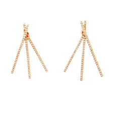 ESTATE 1.31CT DIAMOND 18KT YELLOW GOLD MULTI BAR TRIANGULAR FUN HANGING EARRINGS