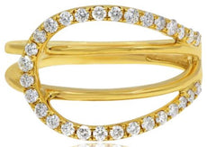 .29CT DIAMOND 18KT YELLOW GOLD CLASSIC OPEN TEAR DROP LOVE KNOT CRISS CROSS RING