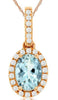 .80CT DIAMOND & AAA AQUAMARINE 14KT ROSE GOLD 3D OVAL & ROUND FLOATING PENDANT