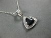 .88CT DIAMOND & AAA SAPPHIRE 14K WHITE GOLD 3D TRILLION & ROUND FLOATING PENDANT