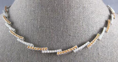 3.24CT DIAMOND & AAA YELLOW SAPPHIRE 14KT WHITE GOLD CRISS CROSS LOVE NECKLACE