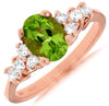 ESTATE 1.60CT DIAMOND & AAA PERIDOT 14KT ROSE GOLD 3D OVAL & ROUND FUN RING