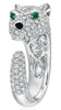 2.55CT DIAMOND & AAA EMERALD 18KT WHITE GOLD 3D HAPPY PANTHER JAGUAR FUN RING