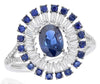 1.93CT DIAMOND & AAA SAPPHIRE 14KT WHITE GOLD 3D ROUND & BAGUETTE ENGAGMENT RING