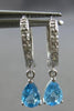 1.09CT DIAMOND & AAA BLUE TOPAZ 14KT WHITE GOLD 3D PEAR SHAPE & ROUND EARRINGS