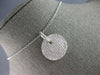 LARGE 1.30CT DIAMOND 14KT WHITE GOLD CLASSIC ROUND PAVE INVISIBLE PENDANT #27757