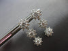 1.46CT DIAMOND 14KT WHITE GOLD MULTI FLOWER PAST PRESENT FUTURE HANGING EARRINGS