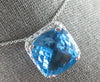 LARGE 10.65CT DIAMOND & AAA BLUE TOPAZ 14K WHITE GOLD 3D CUSHION & ROUND PENDANT