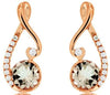 .99CT DIAMOND & AAA MORGANITE 14KT ROSE GOLD ROUND SMEI BEZEL HANGING EARRINGS